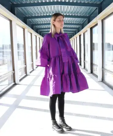 Lush Dress With Bow Collar Purple