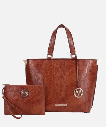 Beryl Embossed Tote Bag and Wristlet Set