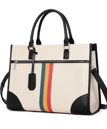 Womens Briefcase Oil Wax Leather 15.6 Inch Laptop Business Vintage Ladies Large Capacity Shoulder Bag Black