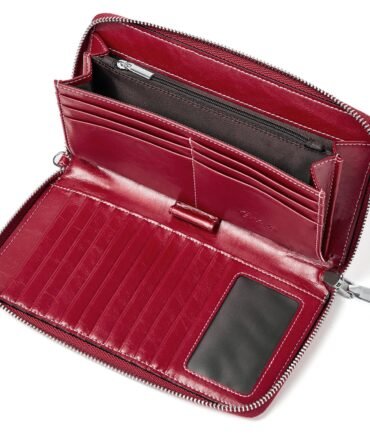 Rozenn Zipper Wallet Phone Clutch With Wristlet Strap - Red