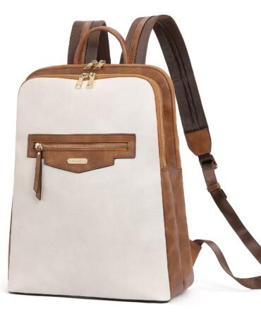 Leather Laptop Backpack for Women 15.6 inch Computer Bag Travel Business Daypack