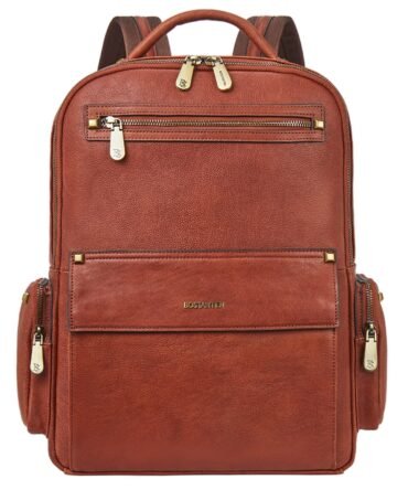 Men‘s Classic Leather Backpack with Multiple Pockets for Work