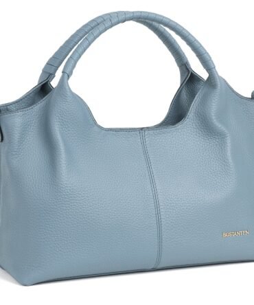 Nevin Genuine Leather Satchel Tote — BLUE