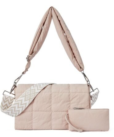 Puffer Crossbody Purse for Women Middle Tote Bag Lightweight Cotton Padded