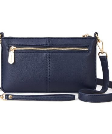 Nola Chic and Sustainable - The Vegan Leather Envelope Clutch Purse - Navy Blue