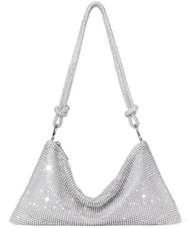 Rhinestone Purse Sparkly Bag Silver Diamond Purses for Women Upgrade Evening Prom Rhinestone Handbag Hobo Bag