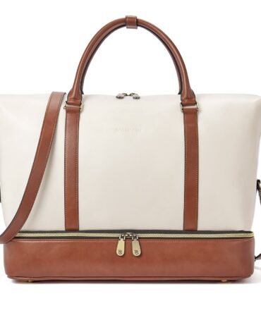 Judea Leather Travel Duffle Bag with Multiple Compartments