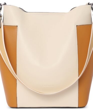 Lotty Functional and Fashionable Buttery Soft Leather Hobo Bag - Beige with Yellow