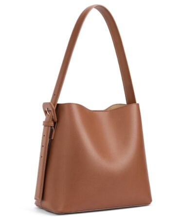 Lotty Soft Leather Chic Bucket Bag — Brown
