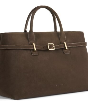 Claire Elegant Suede Top Handle Tote Handbag — DIY-able Outer Belt