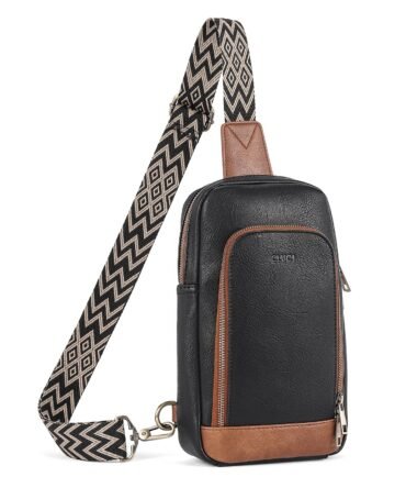 Large PU Leather Crossbody Sling Bag for Women Travel Hiking Cycling