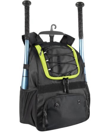 Baseball Backpacks with Bat, Ball & Shoe Compartment - Black