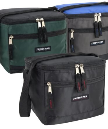 Fridge Pak 6 Can Cooler Bag With Front Zippered Pocket - 3 Colors