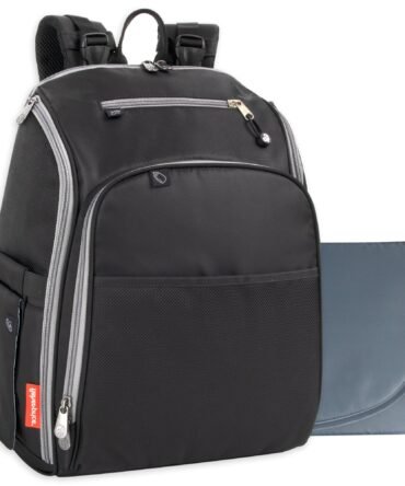 Fisher-Price Fastfinder Multi-Pocket Diaper Bag Backpack + Changing Pad - Gray Interior