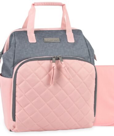 Baby Essentials Two-Tone Wide Opening Diaper Bag Backpack with Changing Pad and Stroller Straps