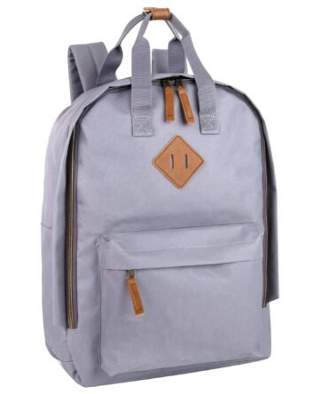 Collegiate Double Handle Backpack with Laptop Sleeve -Silver